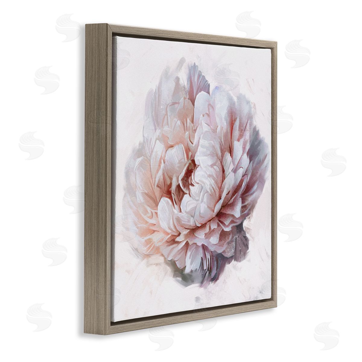 Ziwei Li Detailed Peony Petals Brown Floating Frame Canvas Wall Art Print