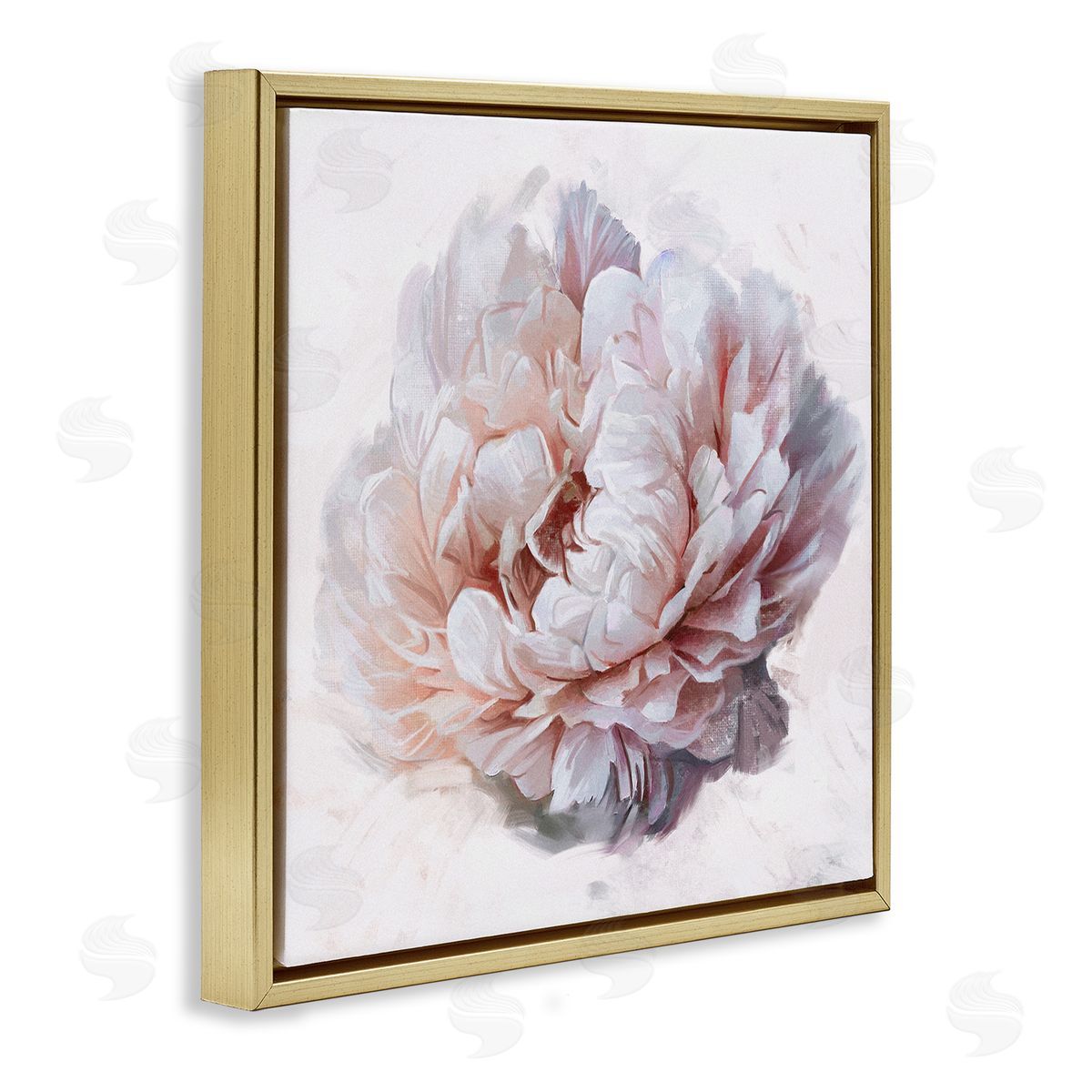 Ziwei Li Detailed Peony Petals Gold Floating Frame Canvas Wall Art Print