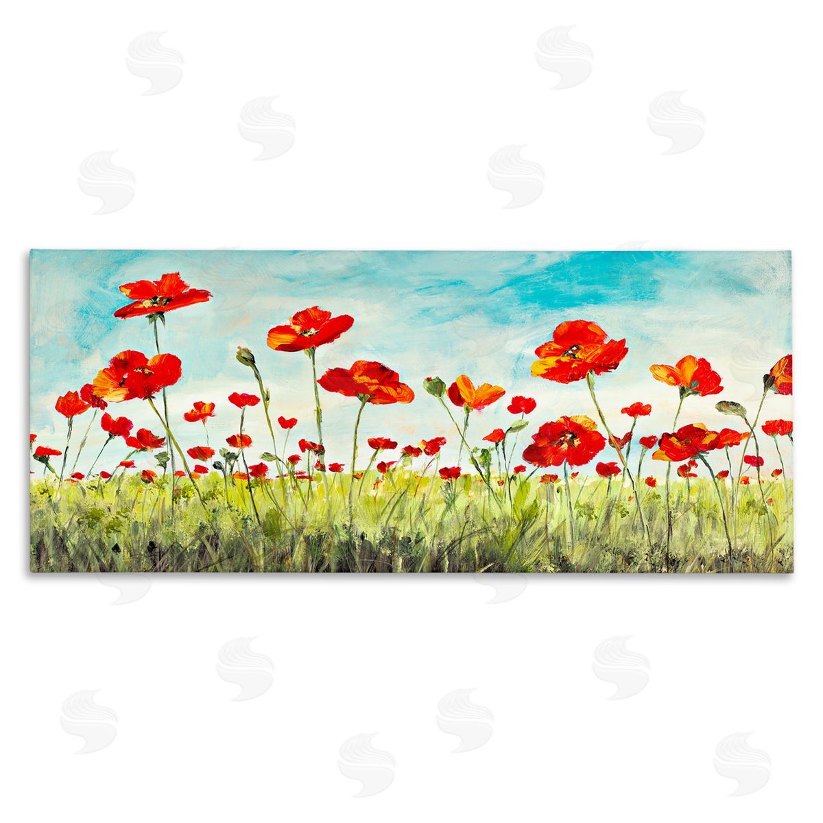 Bright Red Poppies Meadow Canvas Wall Art, Home Decor by Julie DeRice