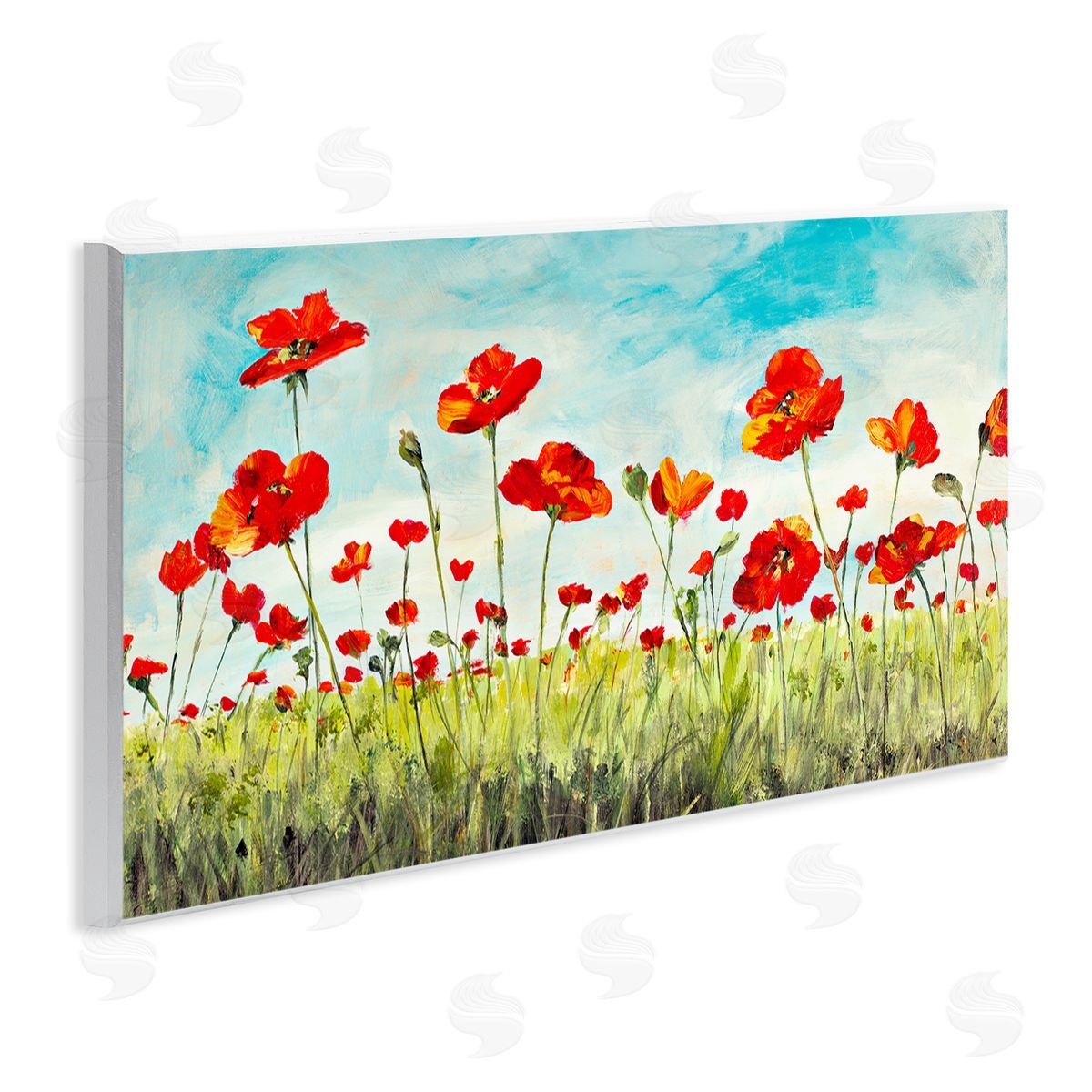 Bright Red Poppies Meadow Wood Plaque Wall Art, Home Decor by Julie DeRice