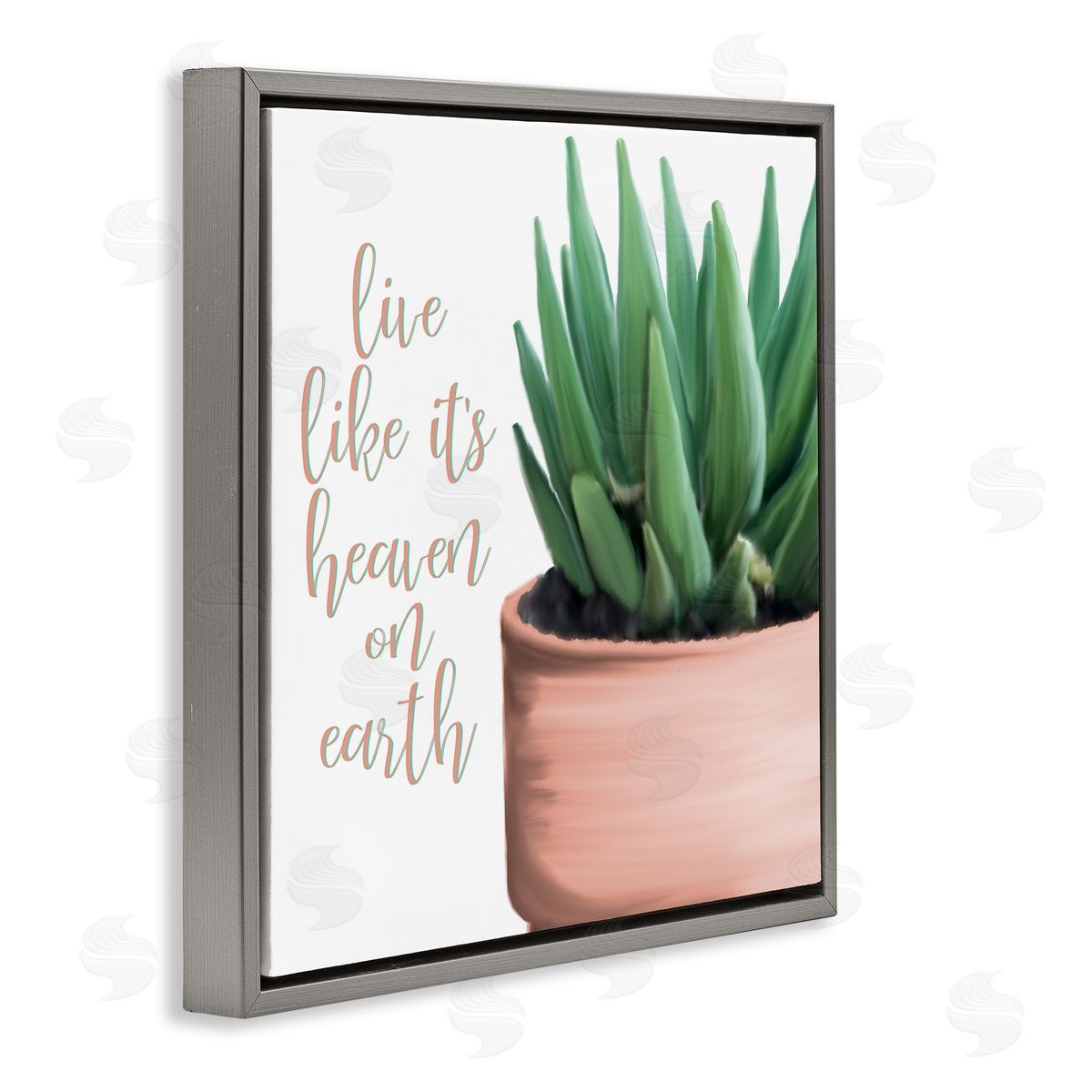 Kim Allen Like It's Heaven On Earth Plant Gray Floating Frame Canvas Wall Art Print