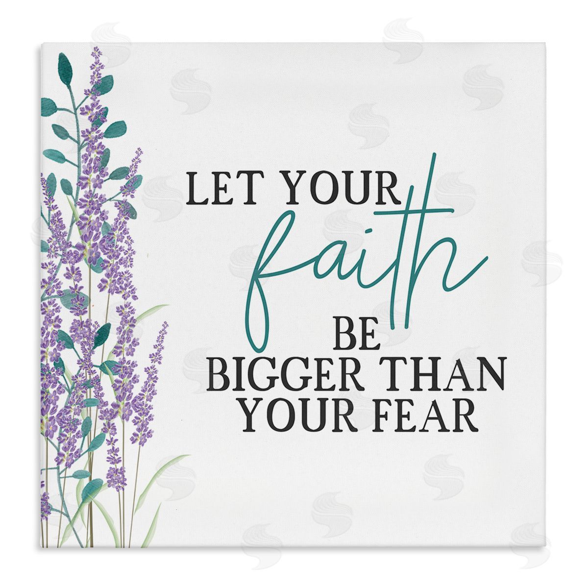 Kim Allen Faith Bigger Than Your Fear Lavender Stretched Canvas Wall Art Print