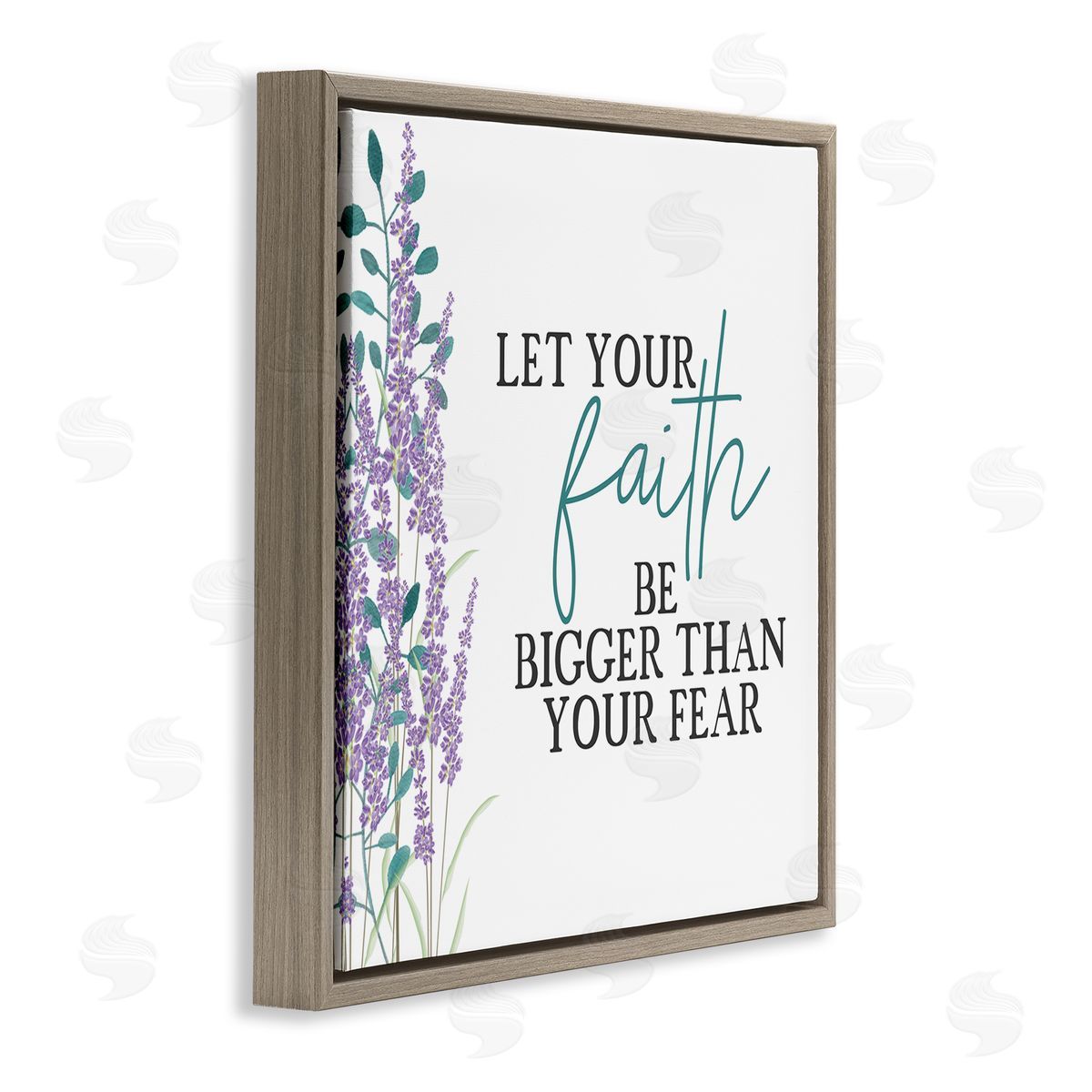 Kim Allen Faith Bigger Than Your Fear Lavender Brown Floating Frame Canvas Wall Art Print