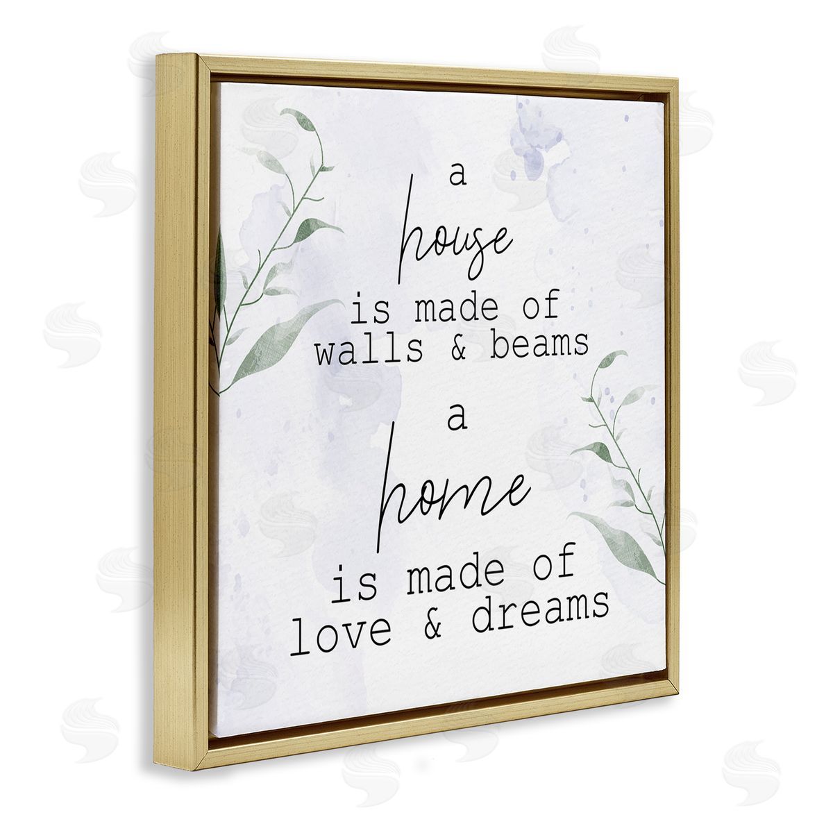 Kim Allen Home is Love & Dreams Phrase Gold Floating Frame Canvas Wall Art Print