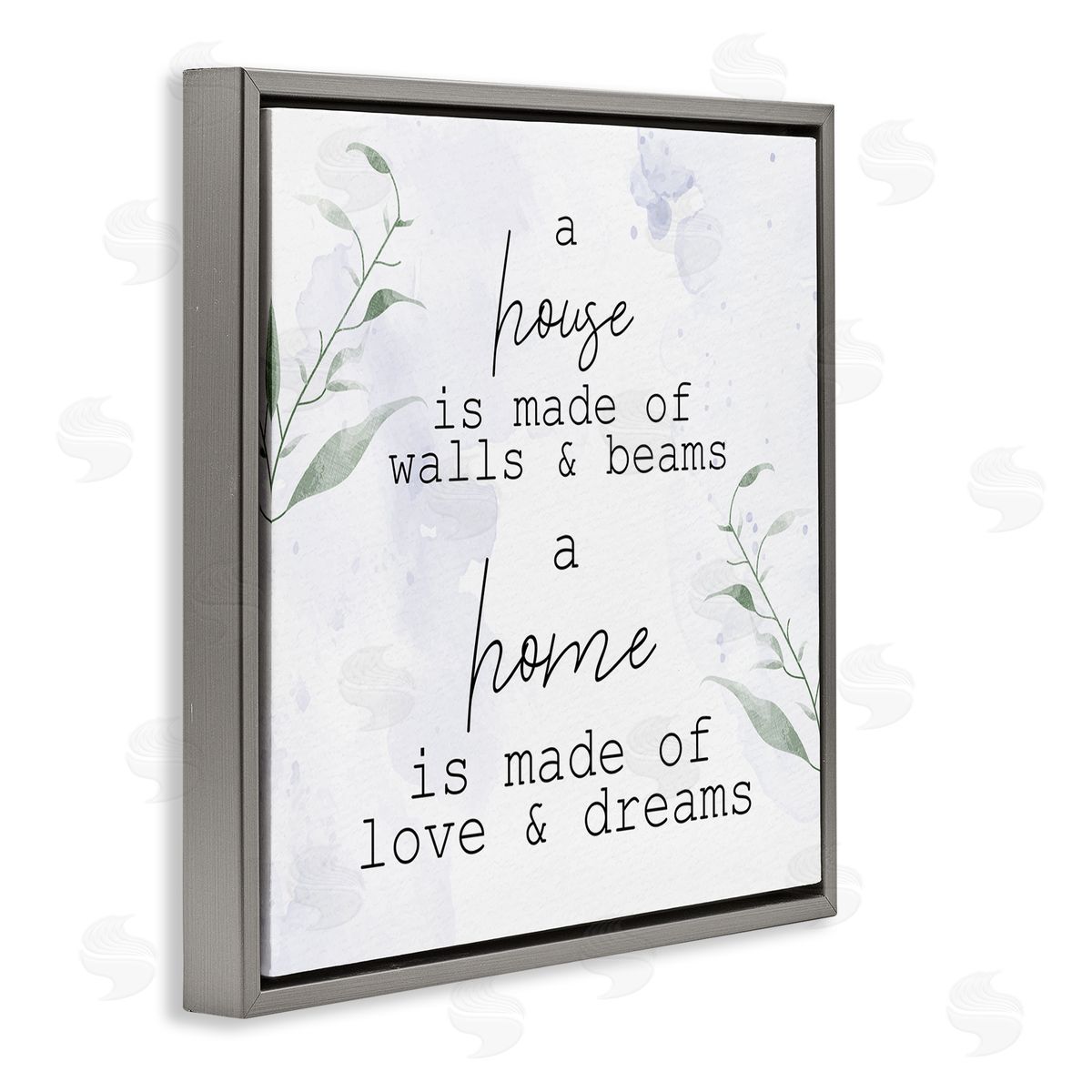 Kim Allen Home is Love & Dreams Phrase Gray Floating Frame Canvas Wall Art Print