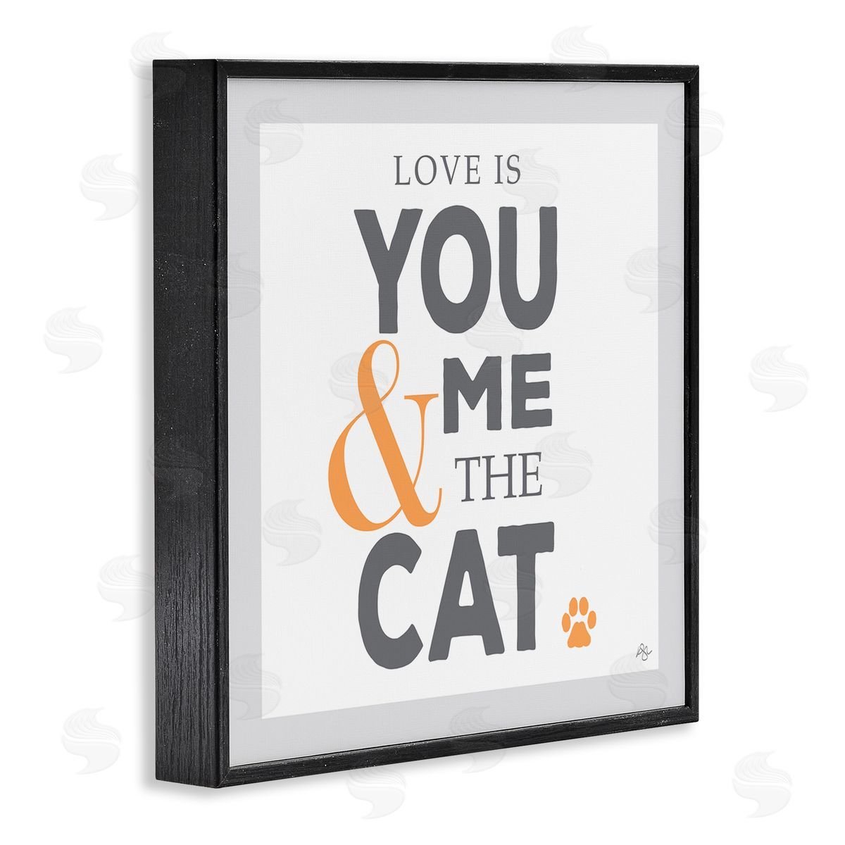 K. Kaufman Love Is You Me & The Cat Phrase Black Framed Glicee Wall Art Print
