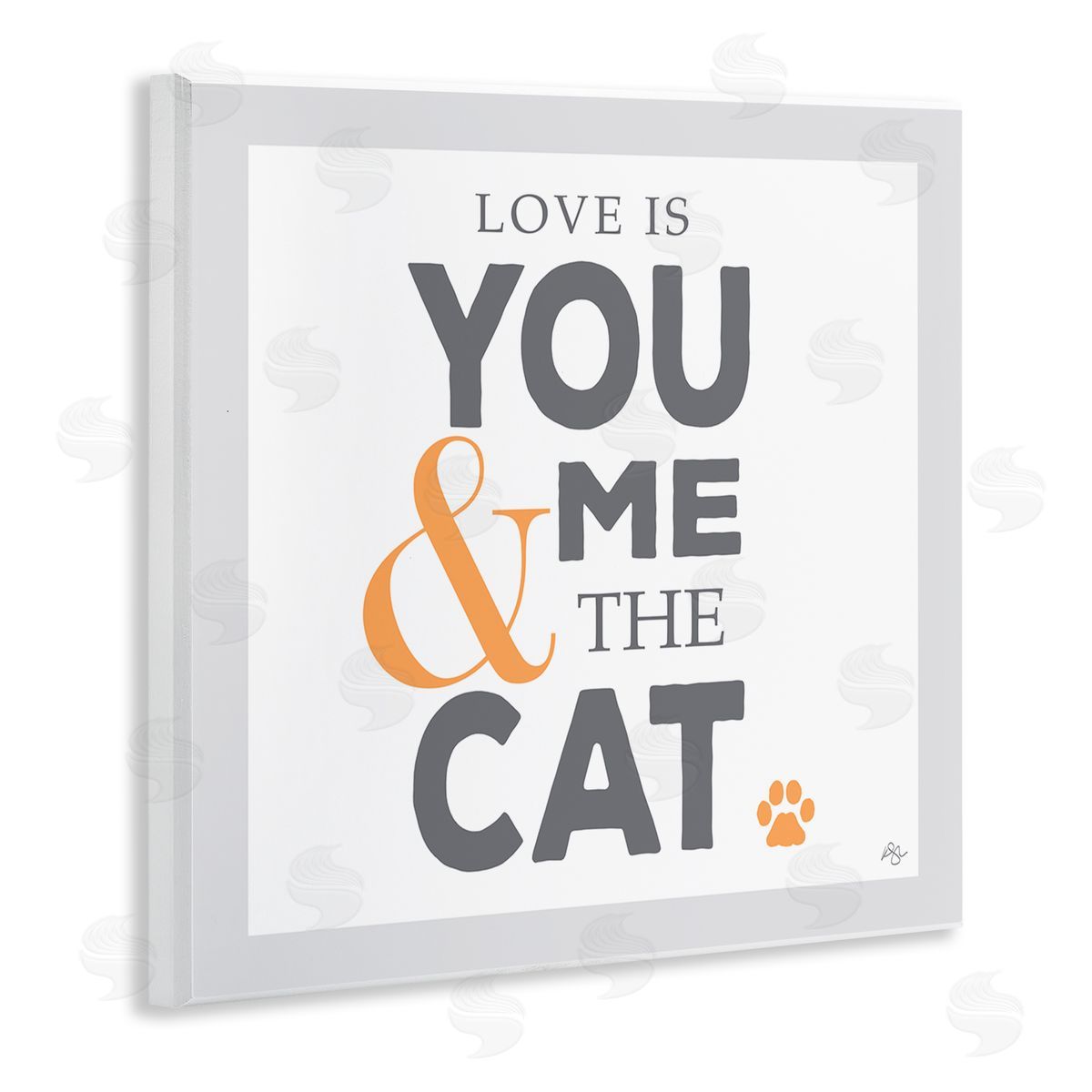 K. Kaufman Love Is You Me & The Cat Phrase Wooden Wall Plaque Art Print
