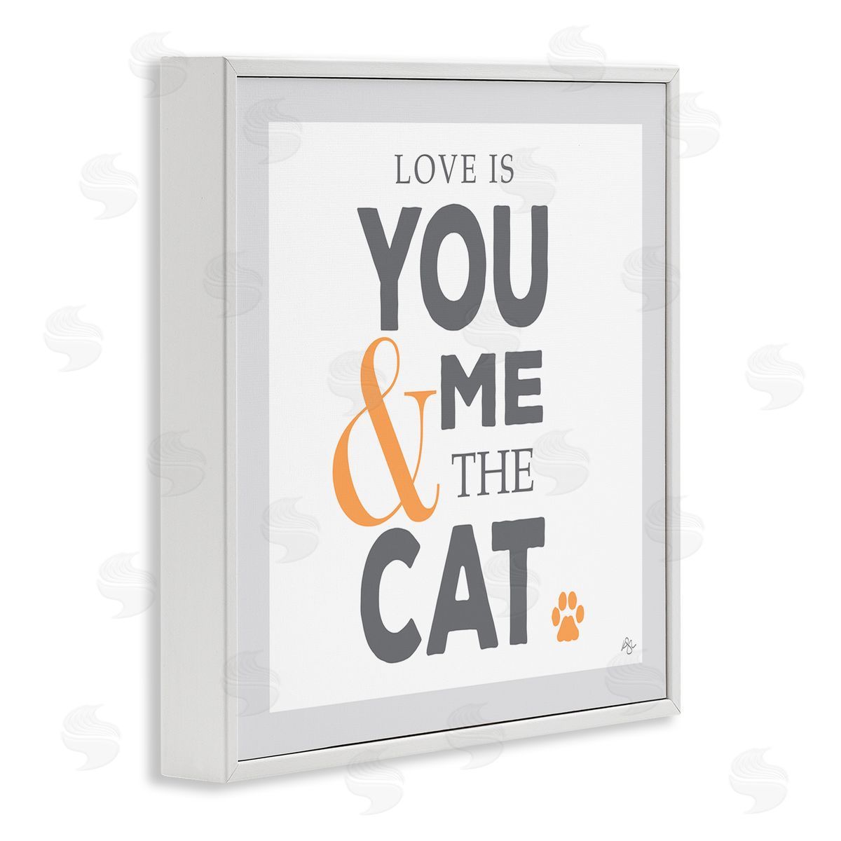 K. Kaufman Love Is You Me & The Cat Phrase White Framed Glicee Wall Art Print