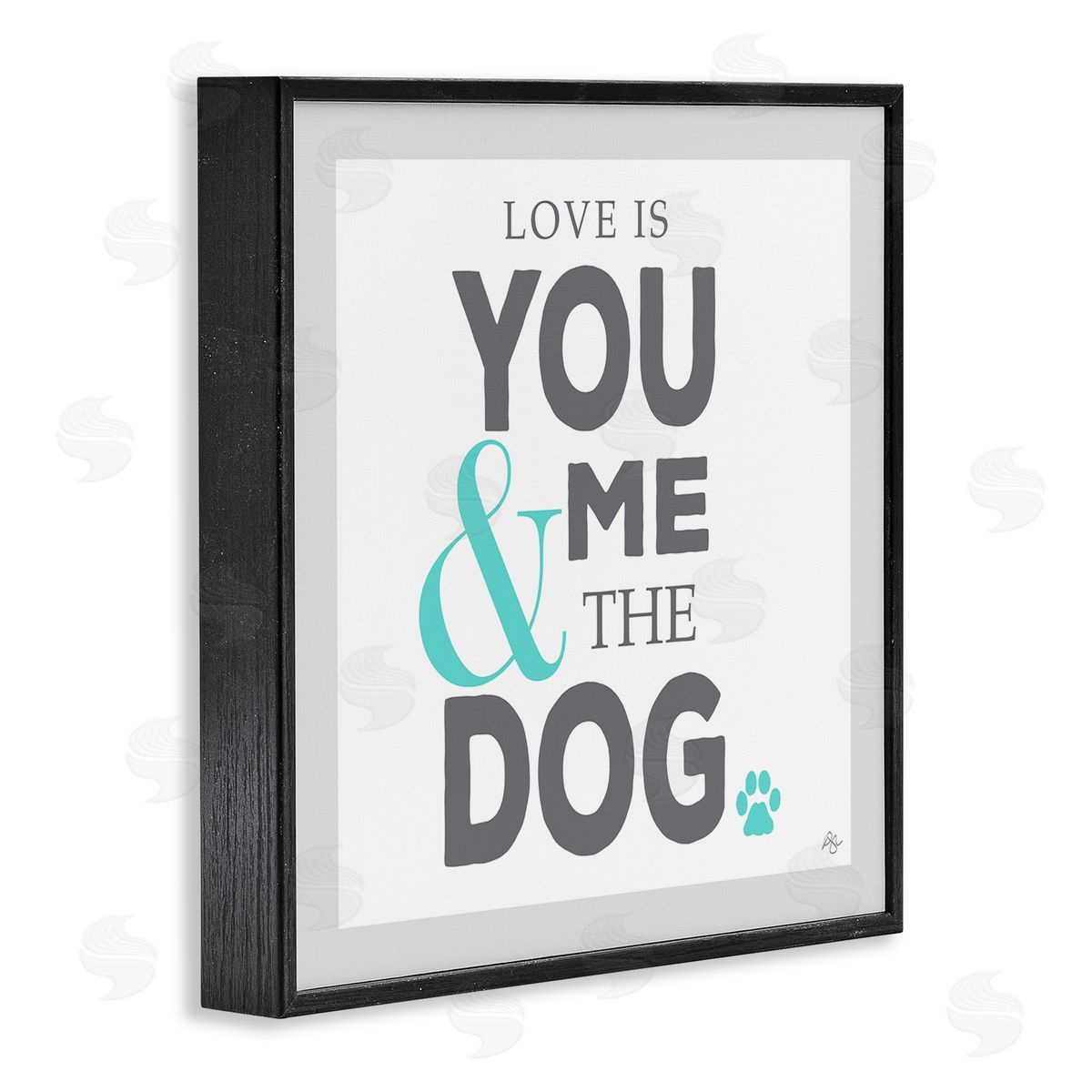 K. Kaufman Love Is You Me & The Dog Phrase Black Framed Glicee Wall Art Print