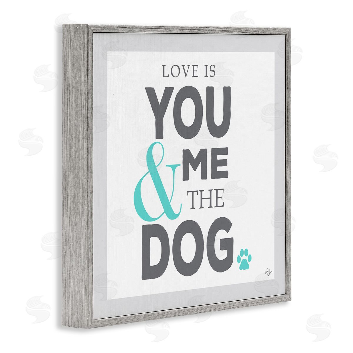 K. Kaufman Love Is You Me & The Dog Phrase Gray Framed Glicee Wall Art Print