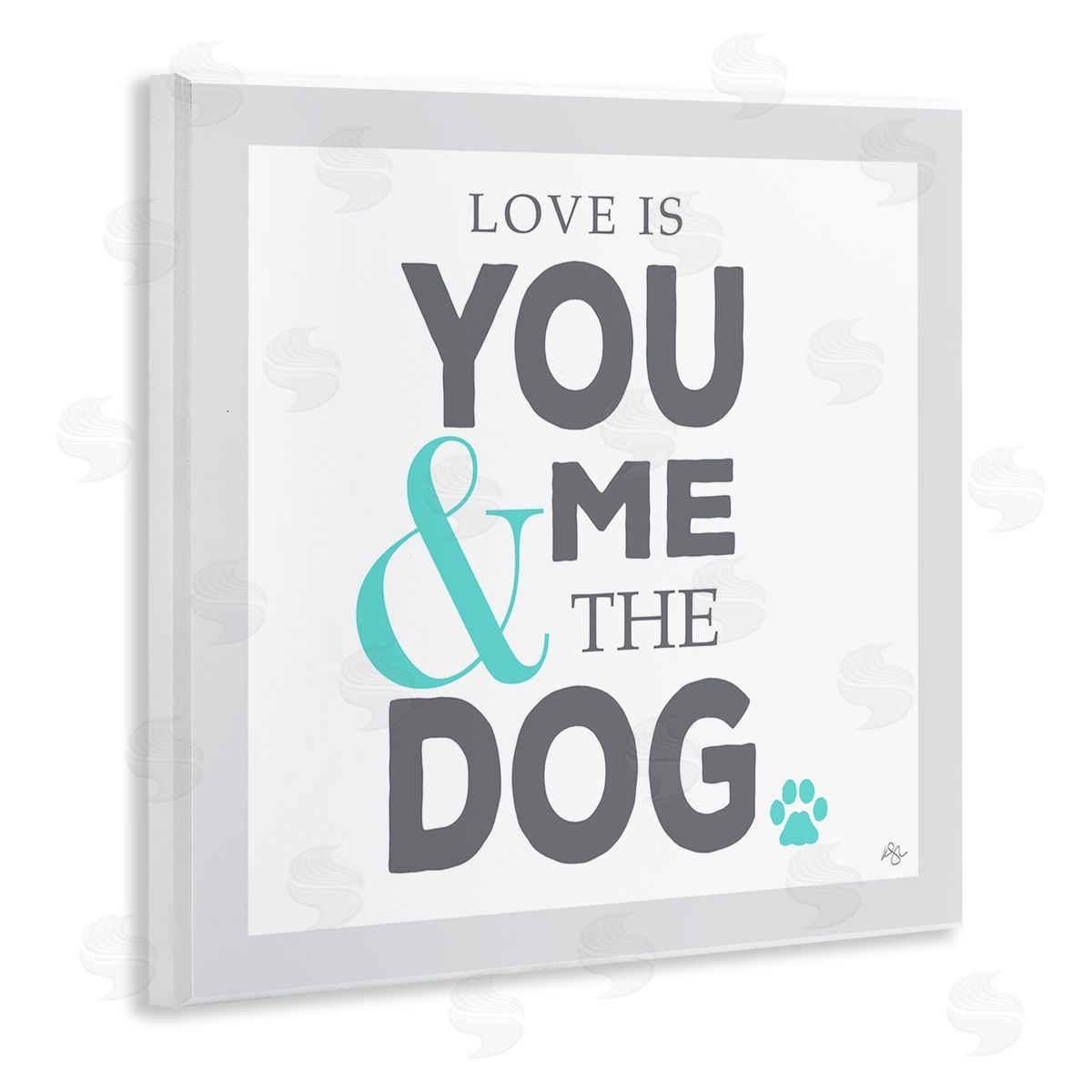 K. Kaufman Love Is You Me & The Dog Phrase Wooden Wall Plaque Art Print