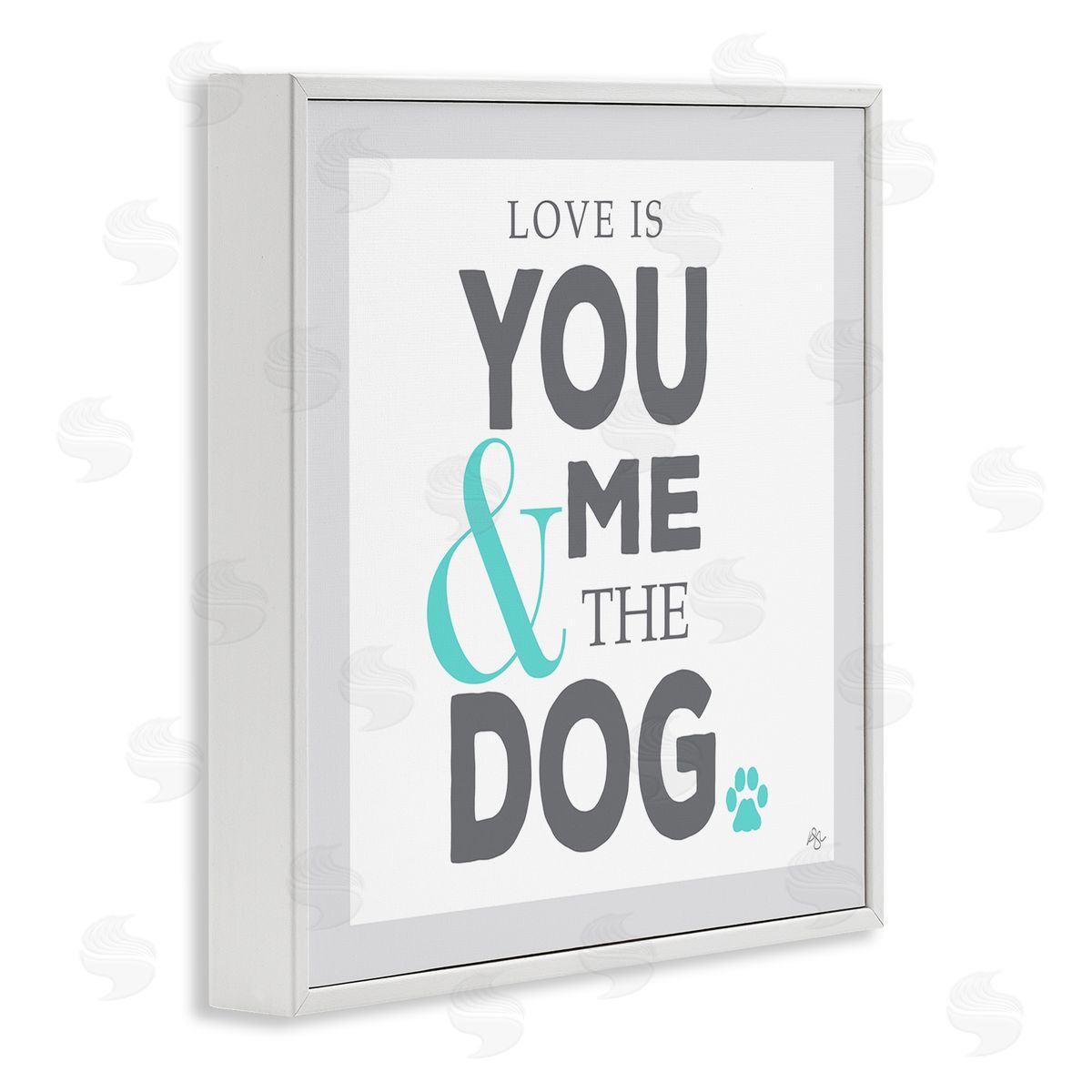 K. Kaufman Love Is You Me & The Dog Phrase White Framed Glicee Wall Art Print