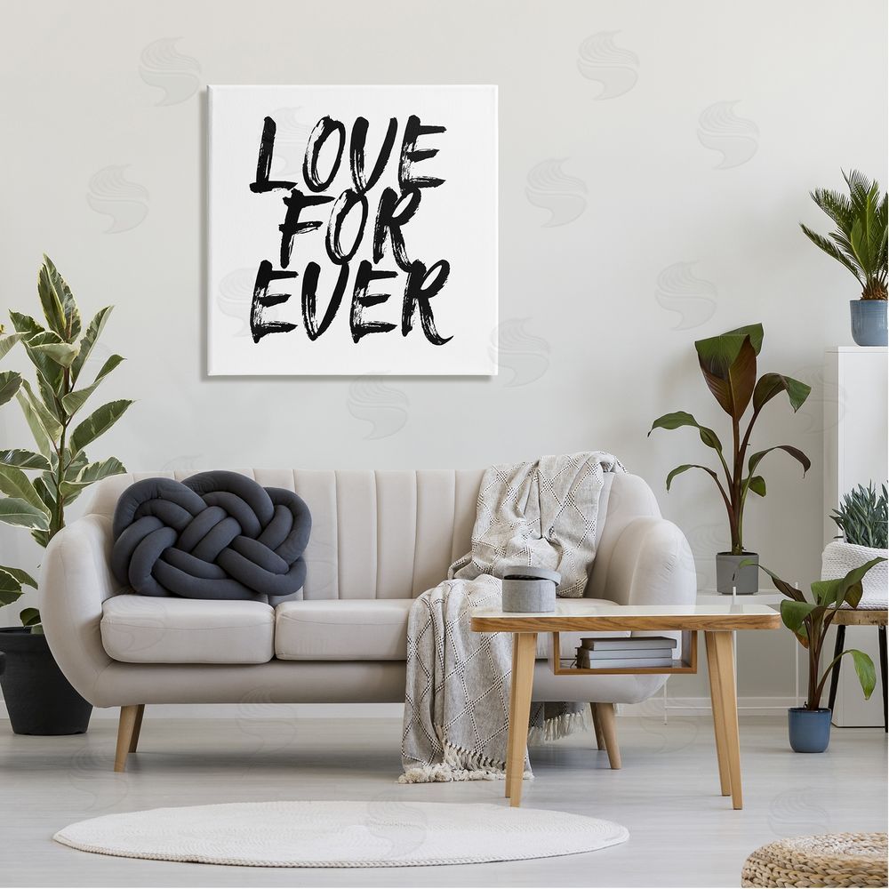 Martina Pavlova Love Forever Brush Stroke Phrase Canvas Wall Art in Room