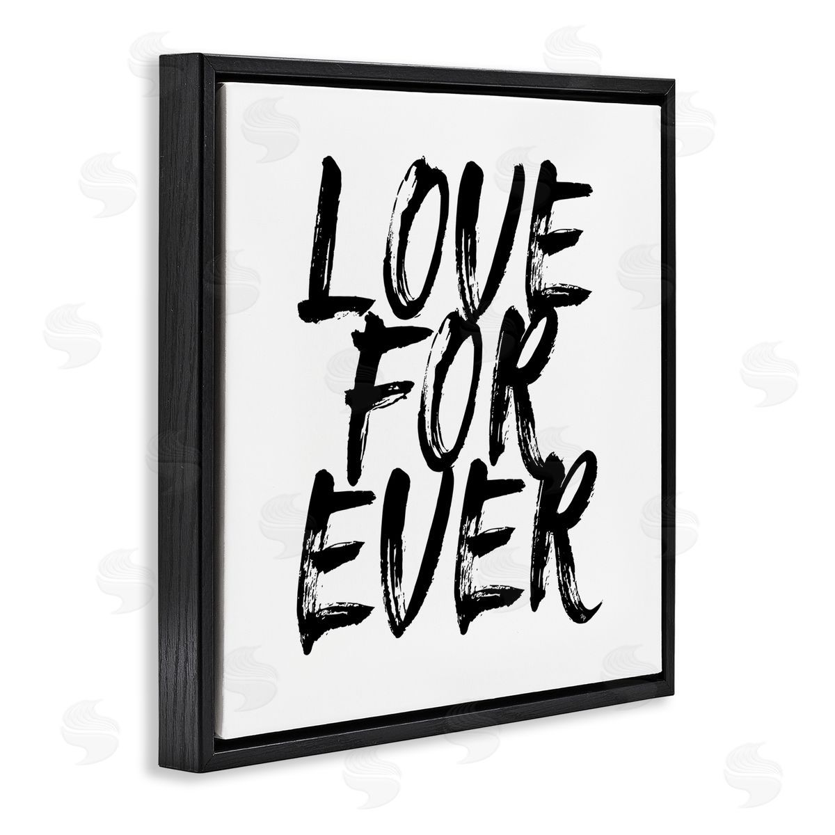 Martina Pavlova Love Forever Brush Stroke Phrase Black Floating Frame Canvas Wall Art Print