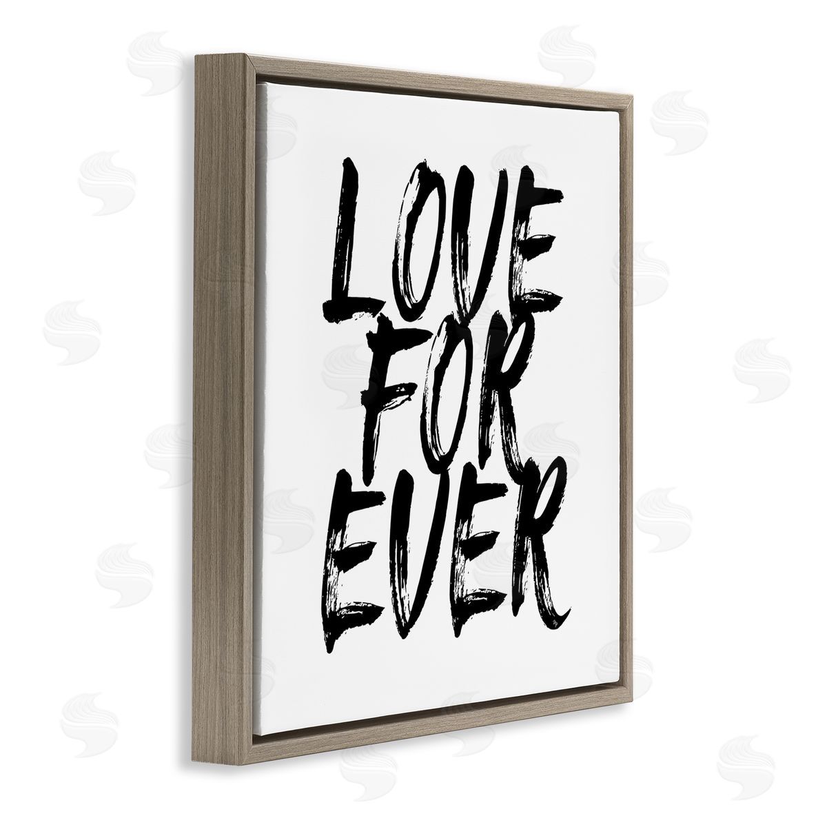 Martina Pavlova Love Forever Brush Stroke Phrase Brown Floating Frame Canvas Wall Art Print