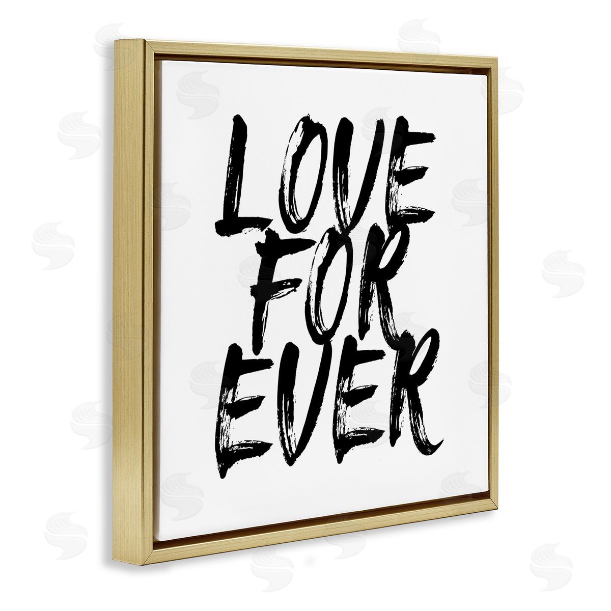 Martina Pavlova Love Forever Brush Stroke Phrase Gold Floating Frame Canvas Wall Art Print