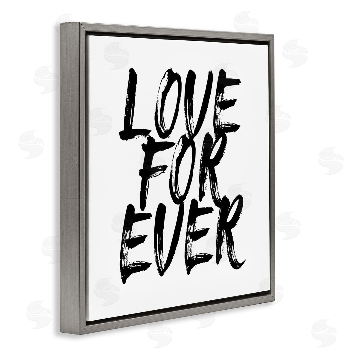Martina Pavlova Love Forever Brush Stroke Phrase Gray Floating Frame Canvas Wall Art Print