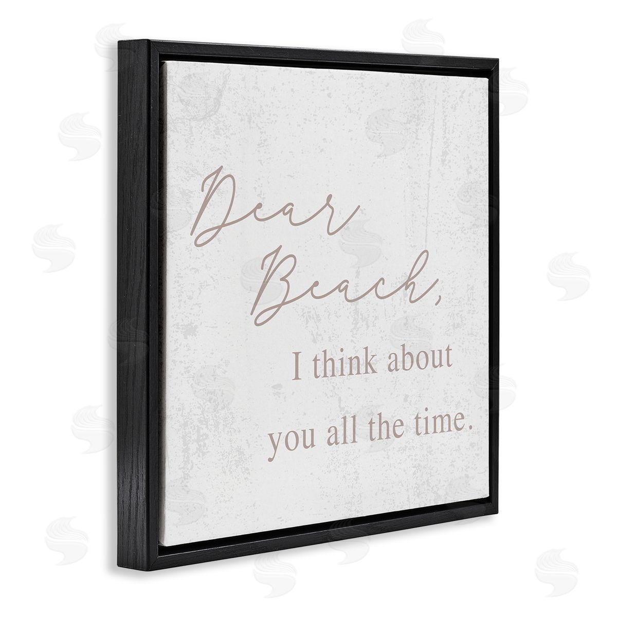 Stupell Studio Dear Beach I Think About You Phrase Black Floating Frame Canvas Wall Art Print