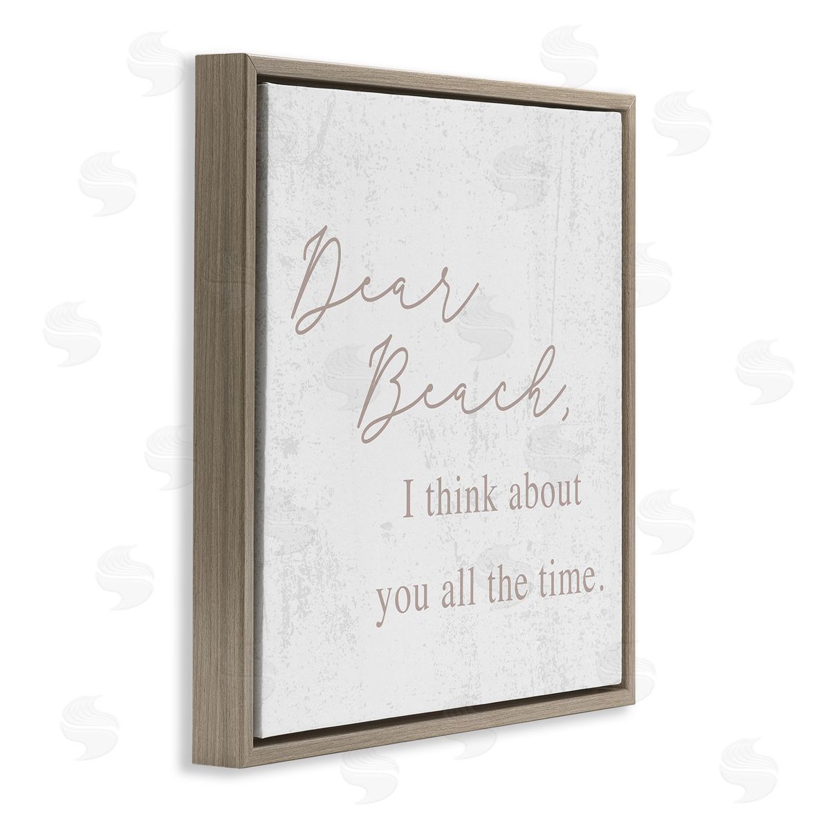 Stupell Studio Dear Beach I Think About You Phrase Brown Floating Frame Canvas Wall Art Print