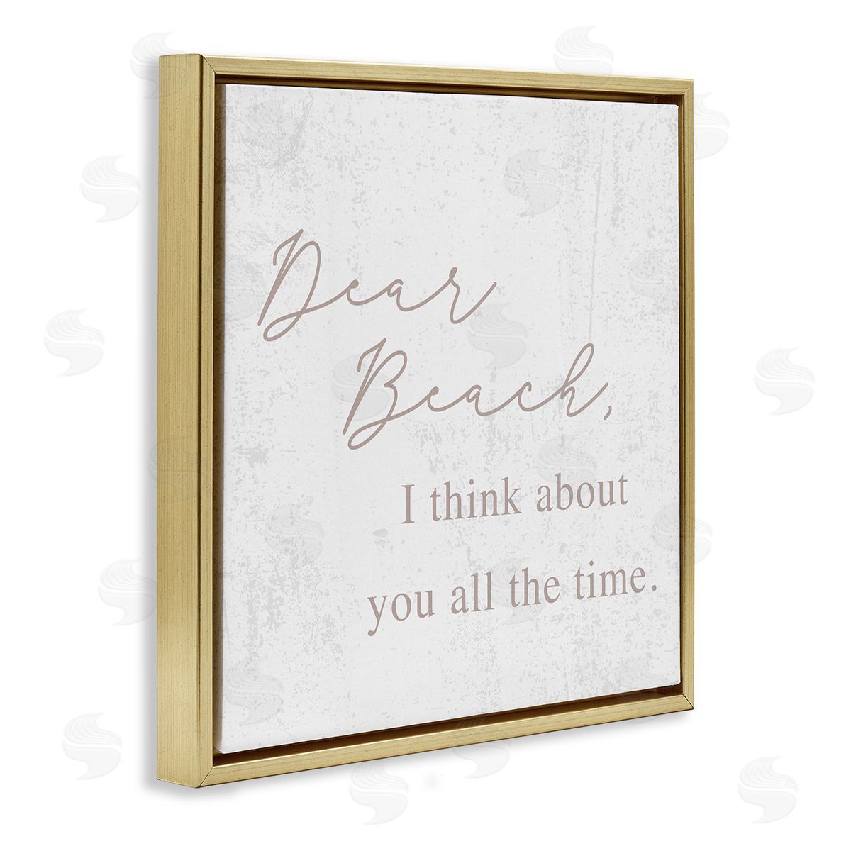 Stupell Studio Dear Beach I Think About You Phrase Gold Floating Frame Canvas Wall Art Print