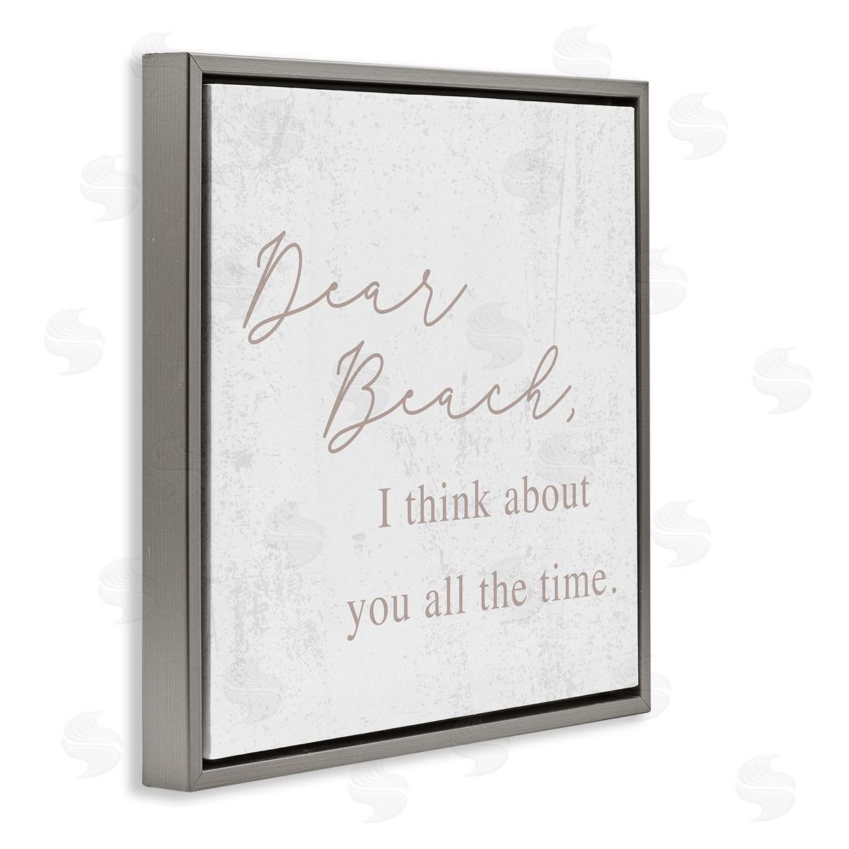Stupell Studio Dear Beach I Think About You Phrase Gray Floating Frame Canvas Wall Art Print