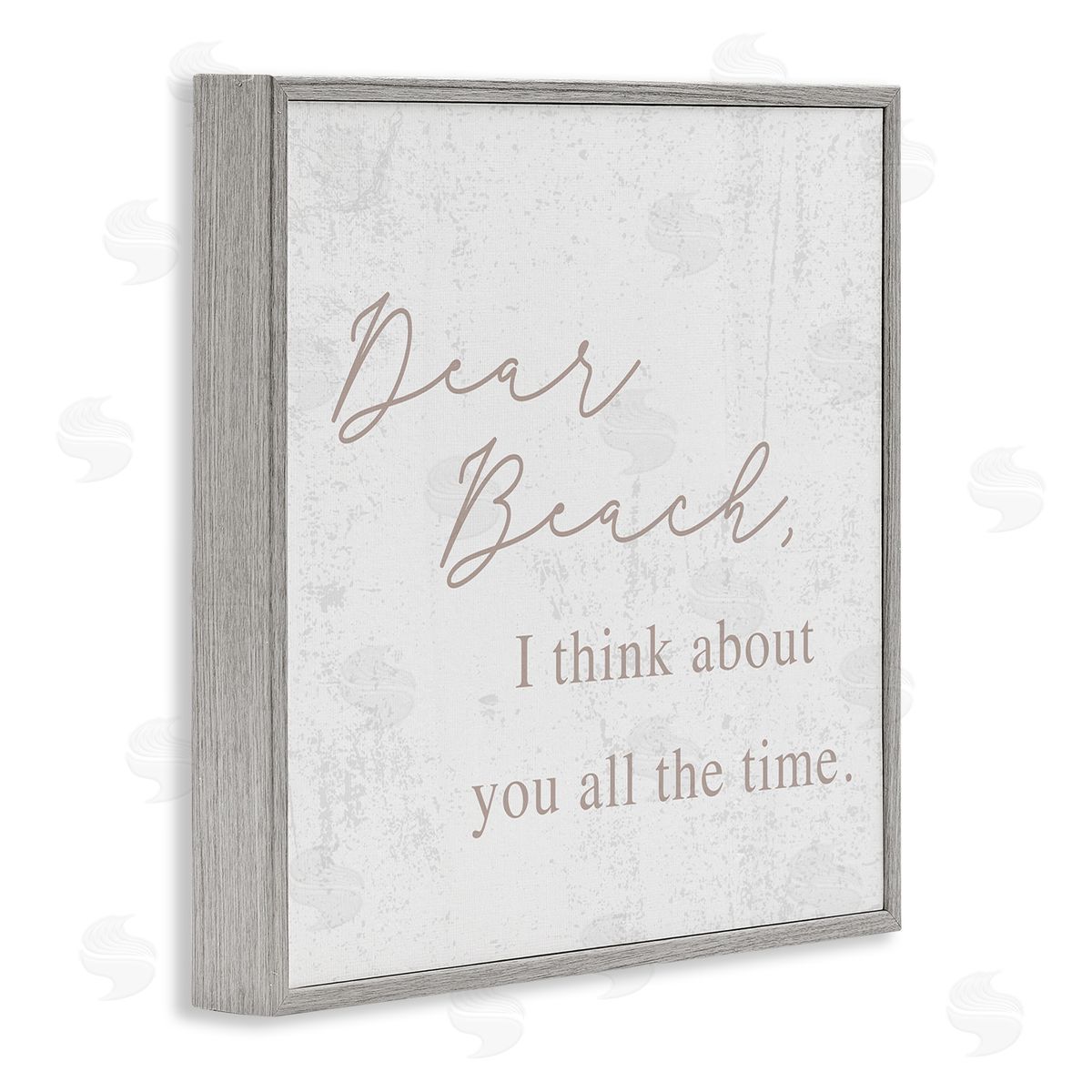 Stupell Studio Dear Beach I Think About You Phrase Gray Framed Glicee Wall Art Print