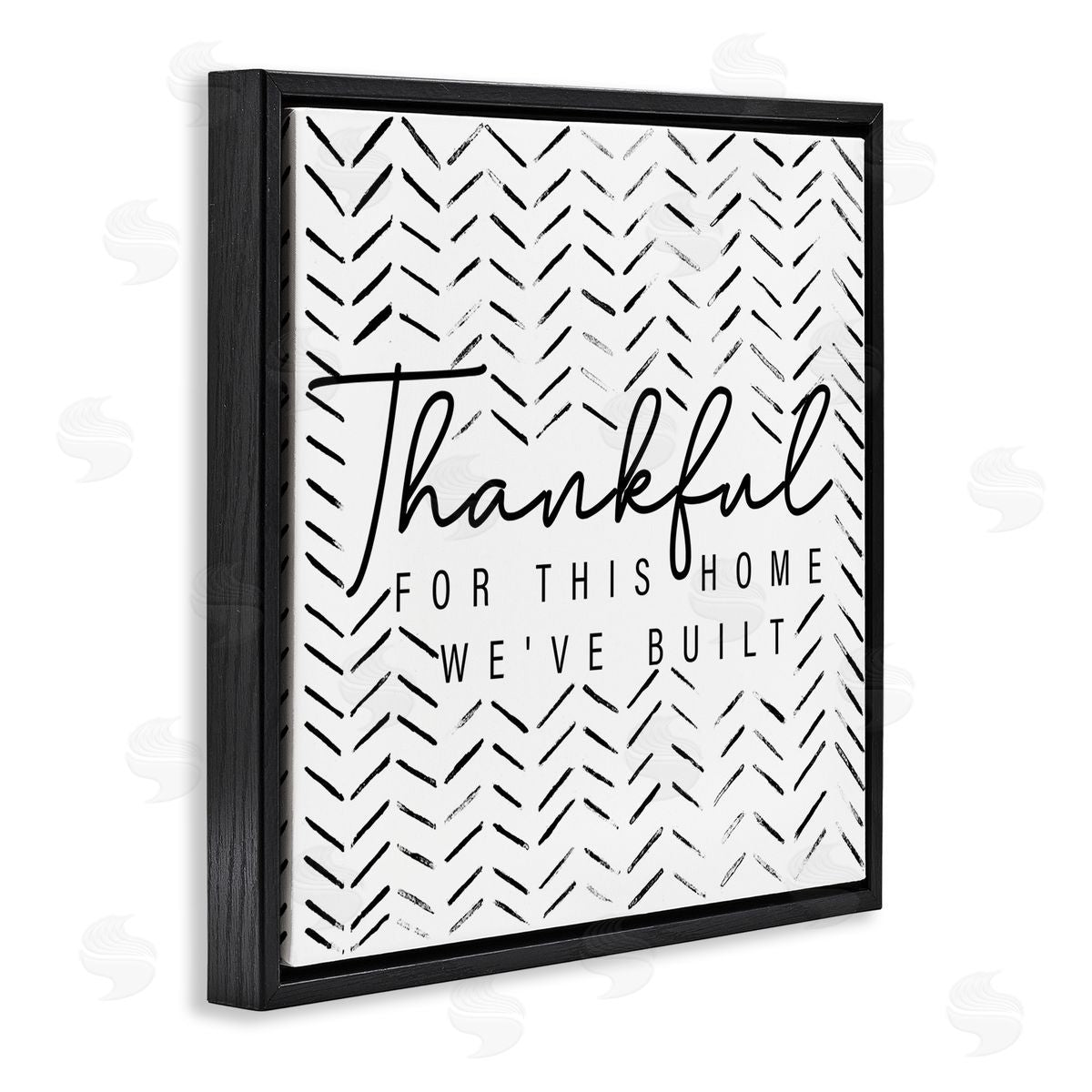 Janice Gaynor Thankful Home We've Built Phrase Black Floating Frame Canvas Wall Art Print