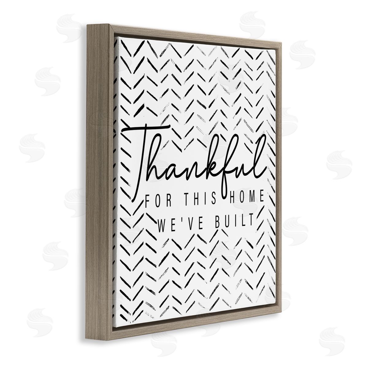 Janice Gaynor Thankful Home We've Built Phrase Brown Floating Frame Canvas Wall Art Print