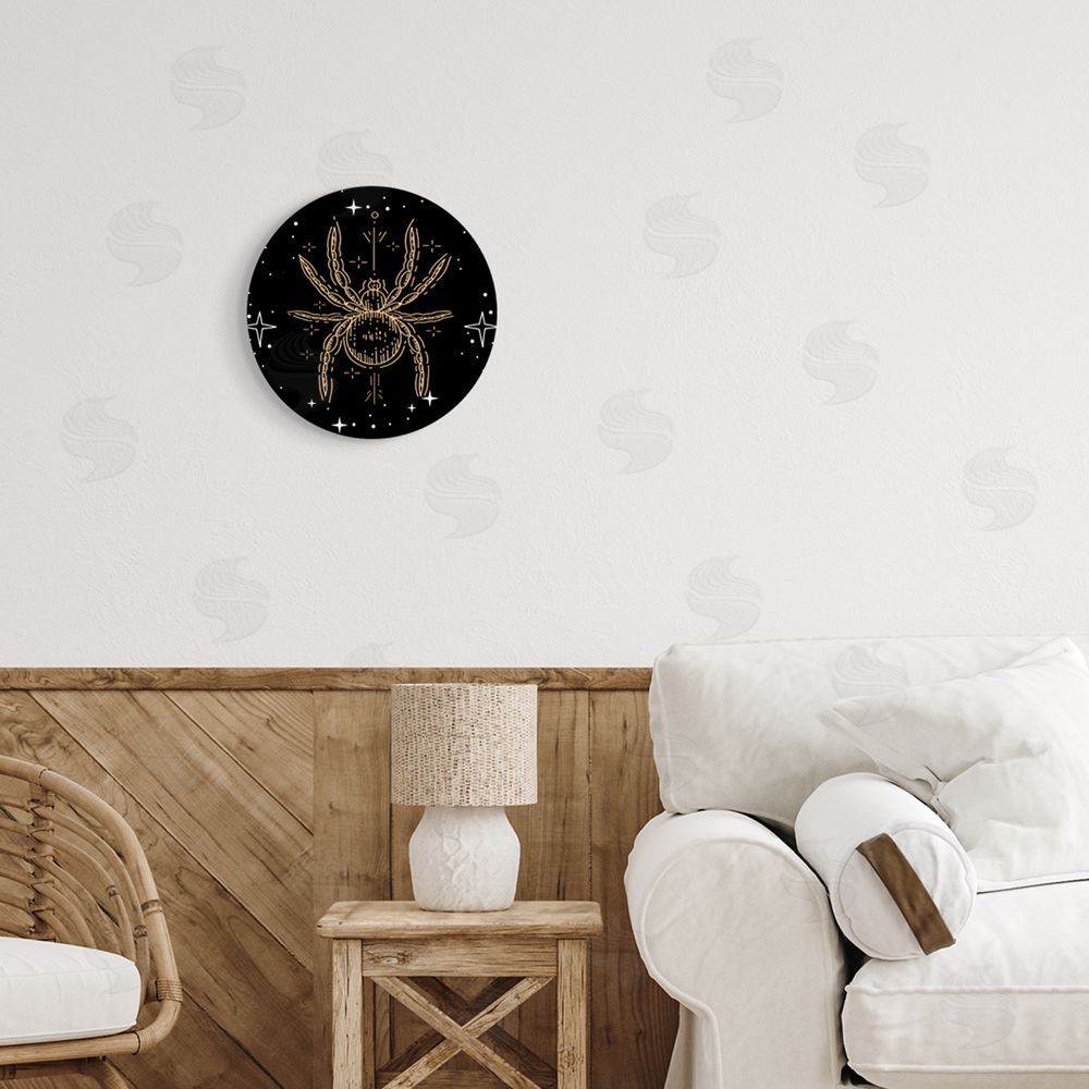 Stupell Studio Spider Motif Night Sky Stars Round Wall Plaque Art Print in Room