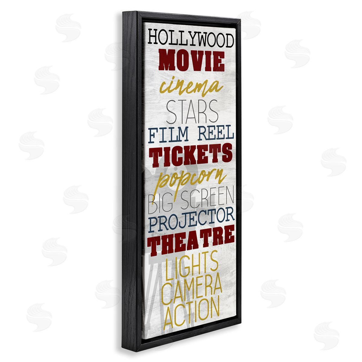 Vintage Cinema Projector Phrases Black Floating Frame Canvas Wall Art, Home Decor by Kim Allen