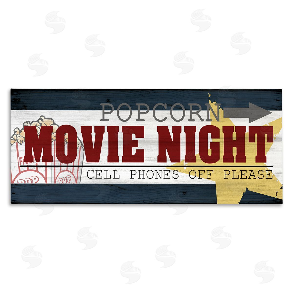 Movie Night Vintage Sign Canvas Wall Art, Home Decor by Kim Allen