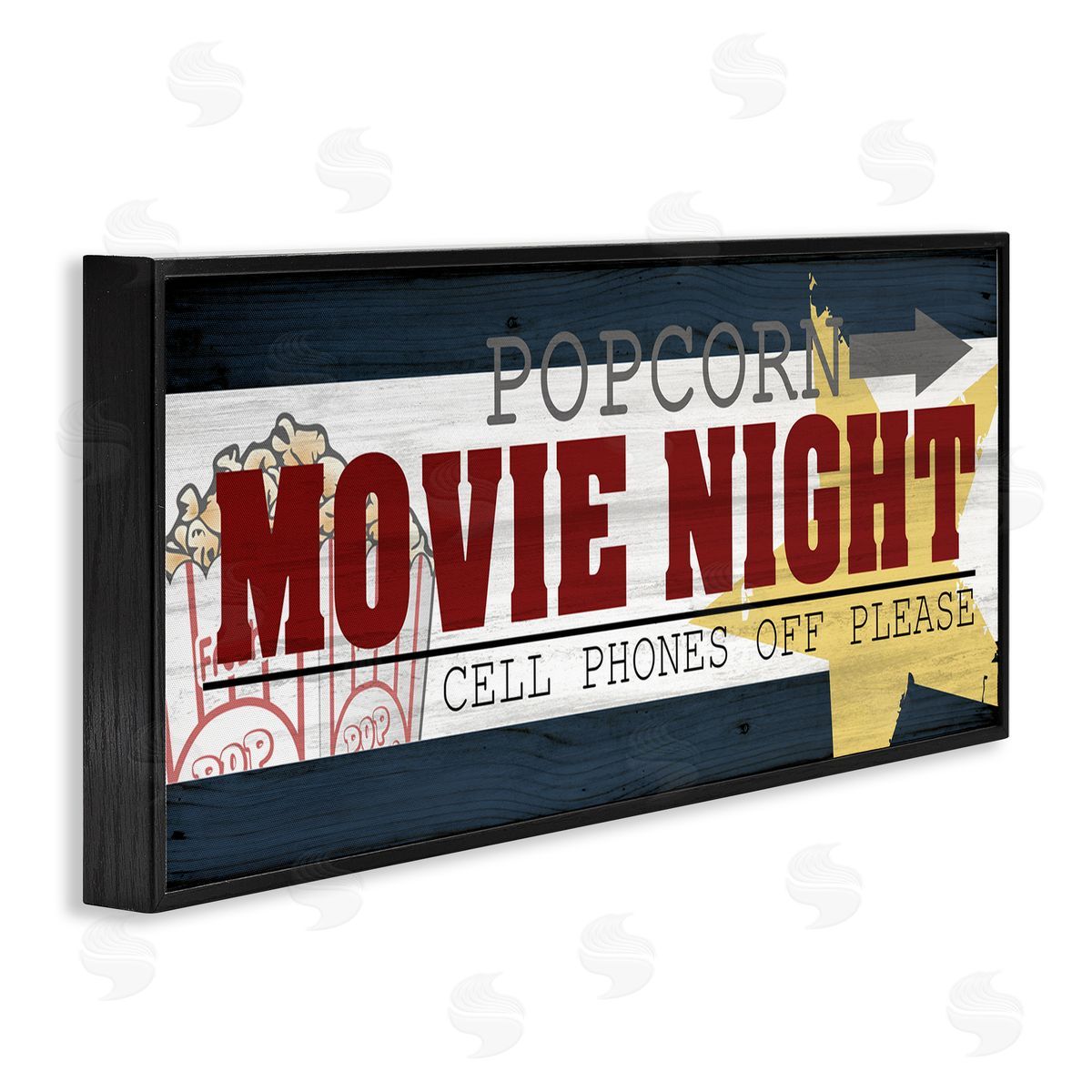 Movie Night Vintage Sign Black Frame Print Wall Art, Home Decor by Kim Allen