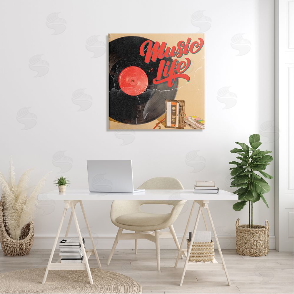 Kim Allen Music Is Life Vintage Cassette Canvas Wall Art in Room