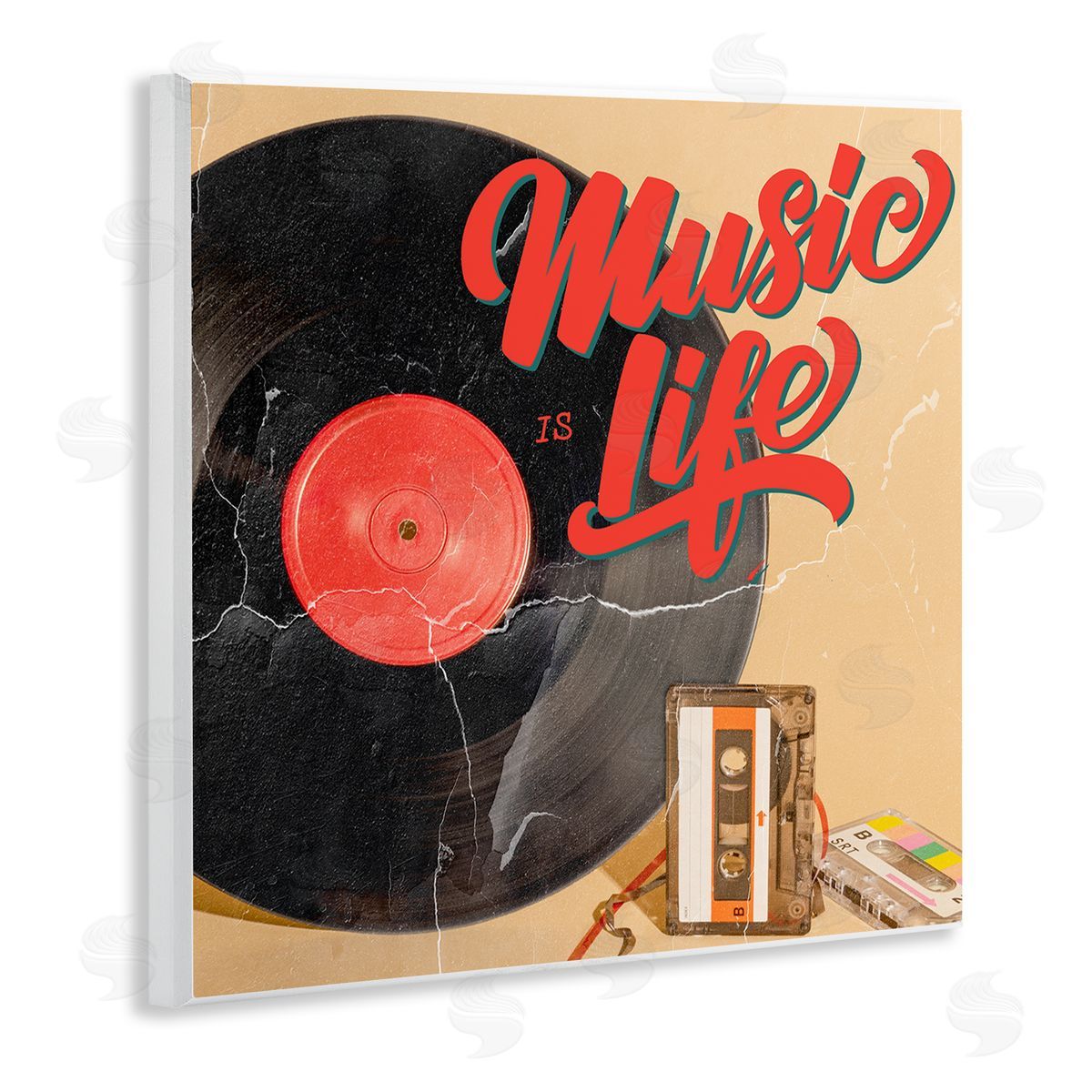 Kim Allen Music Is Life Vintage Cassette Wooden Wall Plaque Art Print