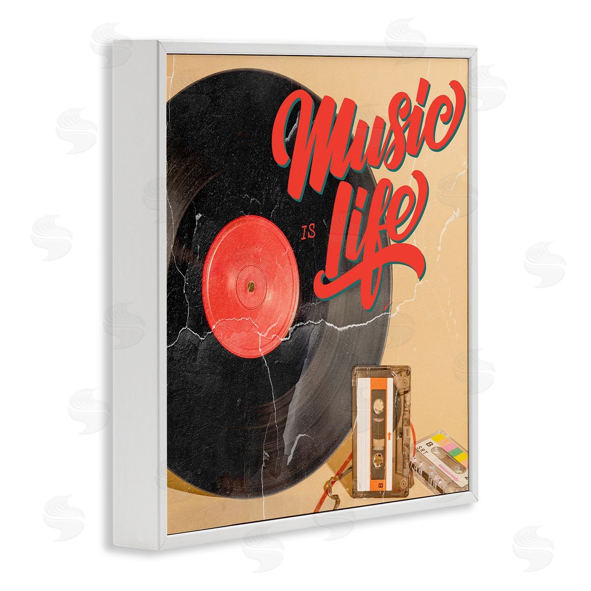 Kim Allen Music Is Life Vintage Cassette White Framed Glicee Wall Art Print