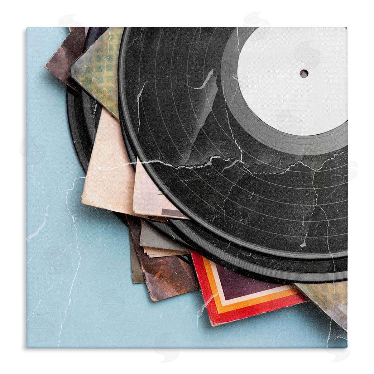 Kim Allen Vintage Music Vinyl Records  Stretched Canvas Wall Art Print