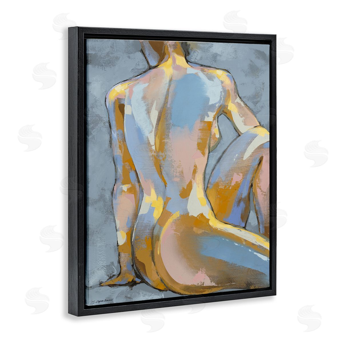Trevor Copenhaver Modern Blue Brushed Sitting Nude