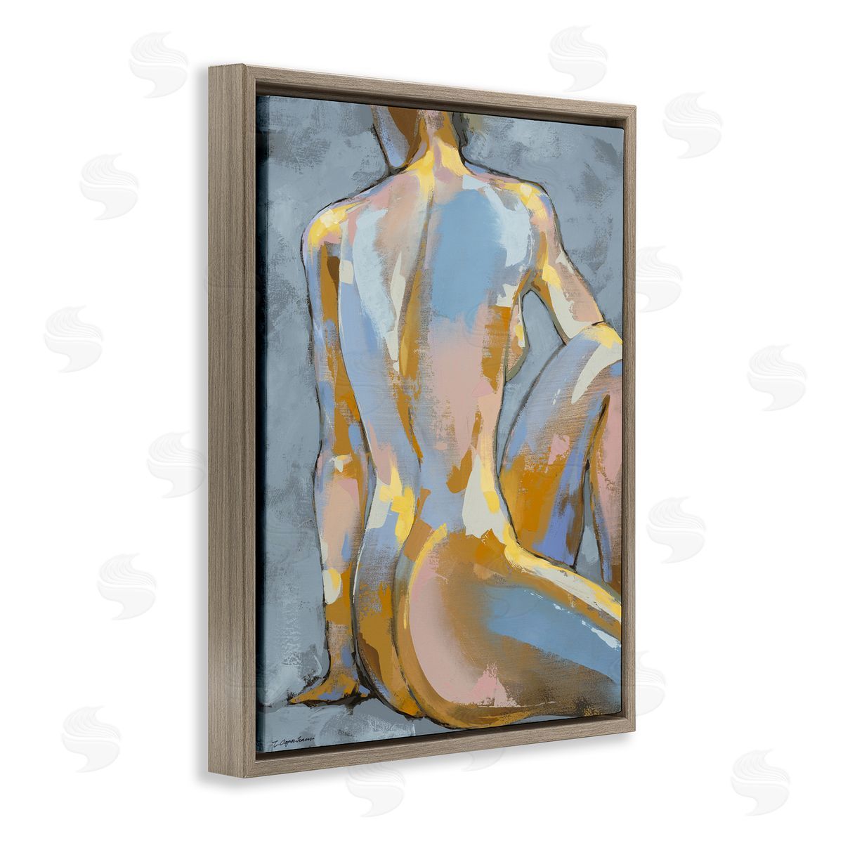 Trevor Copenhaver Modern Blue Brushed Sitting Nude