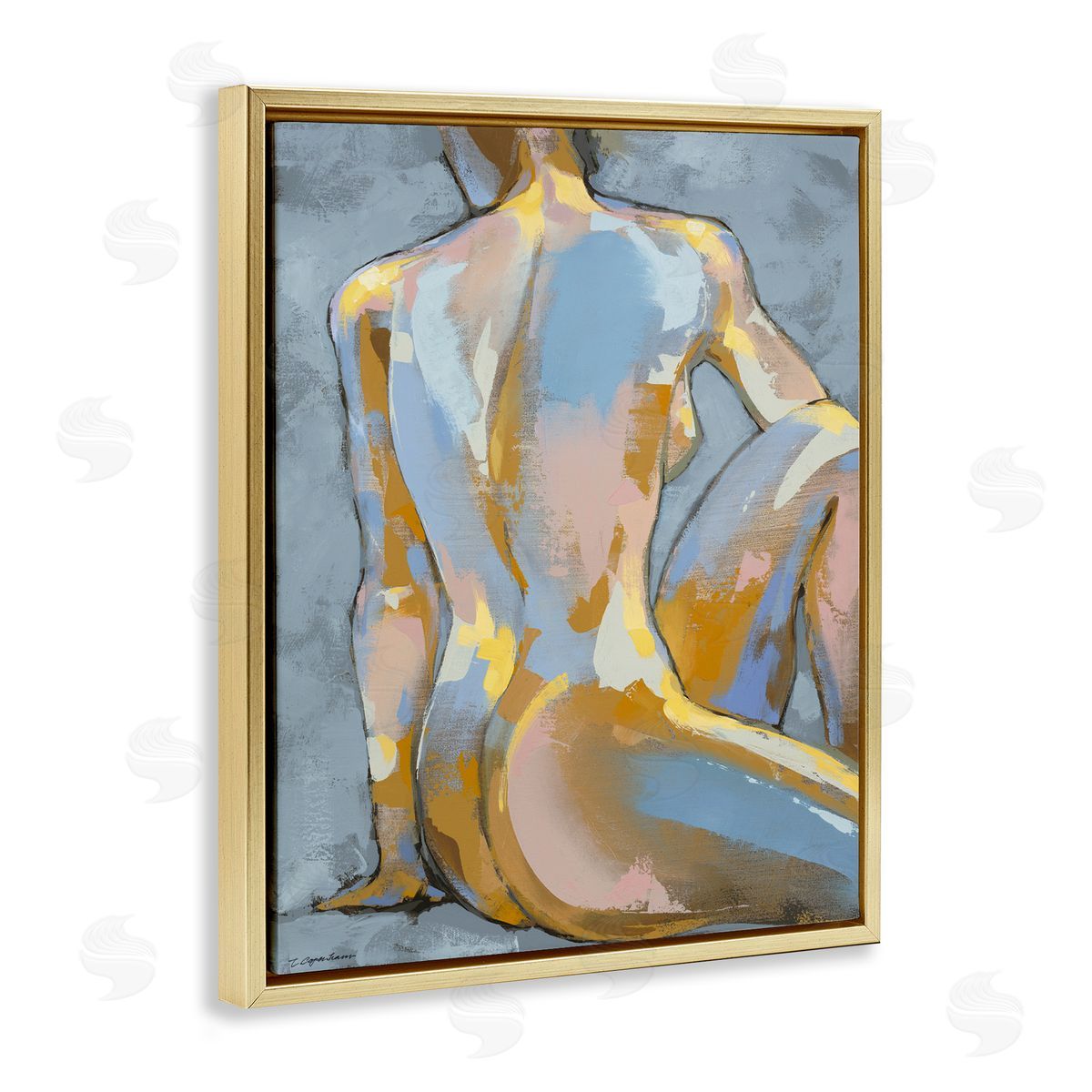 Trevor Copenhaver Modern Blue Brushed Sitting Nude