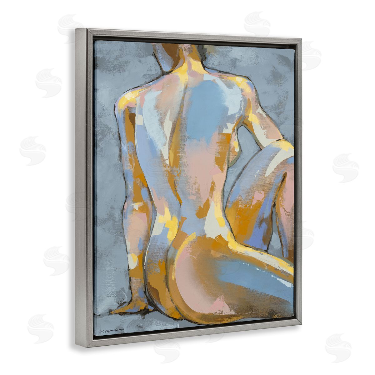 Trevor Copenhaver Modern Blue Brushed Sitting Nude