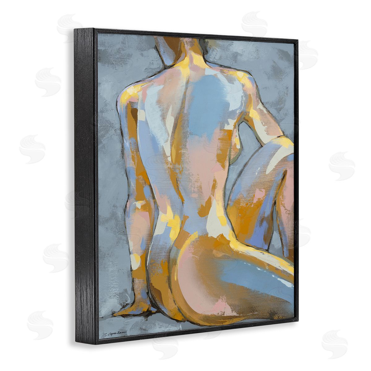 Trevor Copenhaver Modern Blue Brushed Sitting Nude