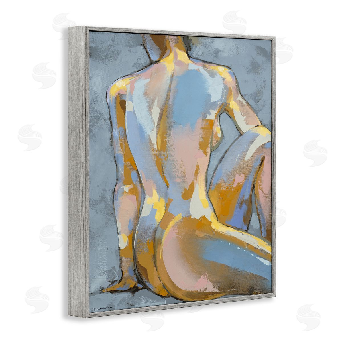 Trevor Copenhaver Modern Blue Brushed Sitting Nude