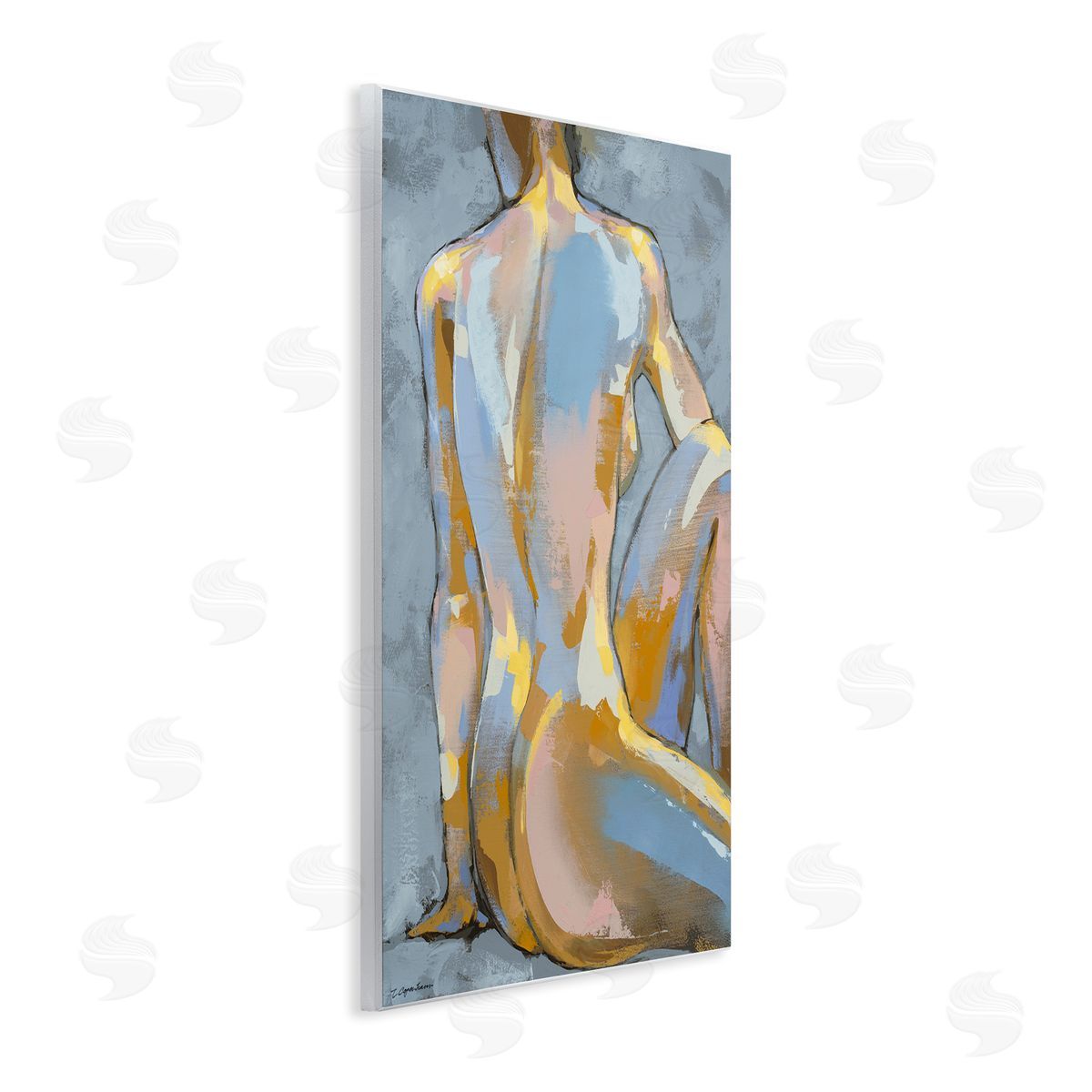 Trevor Copenhaver Modern Blue Brushed Sitting Nude