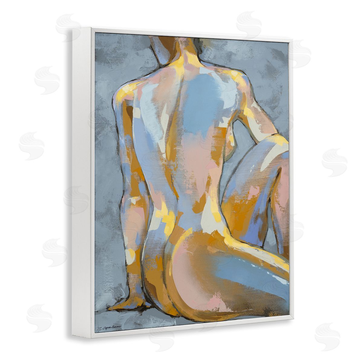 Trevor Copenhaver Modern Blue Brushed Sitting Nude