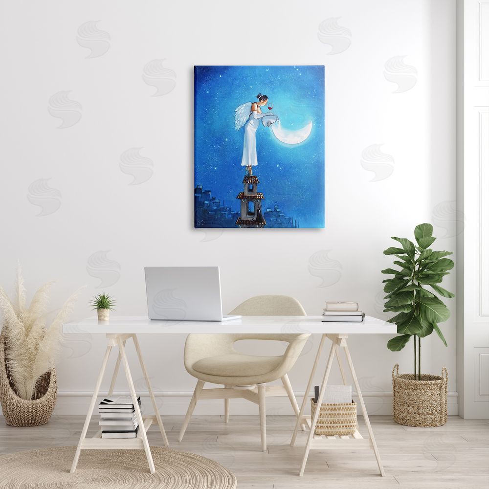 Ronald West Angel Pouring Moon Cityscape