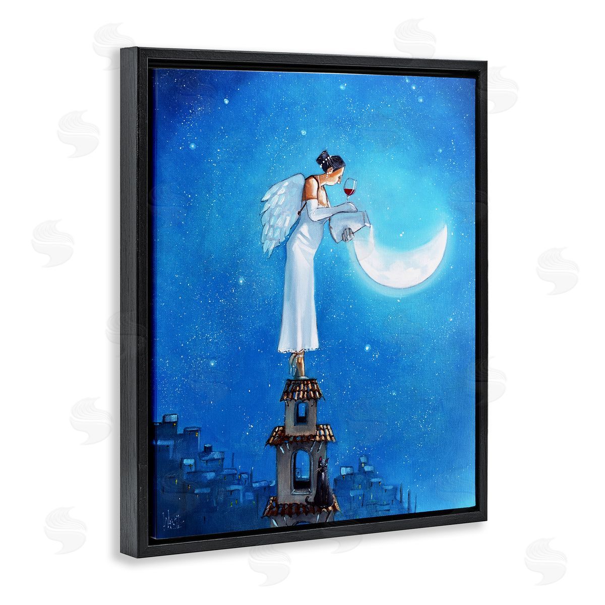 Ronald West Angel Pouring Moon Cityscape