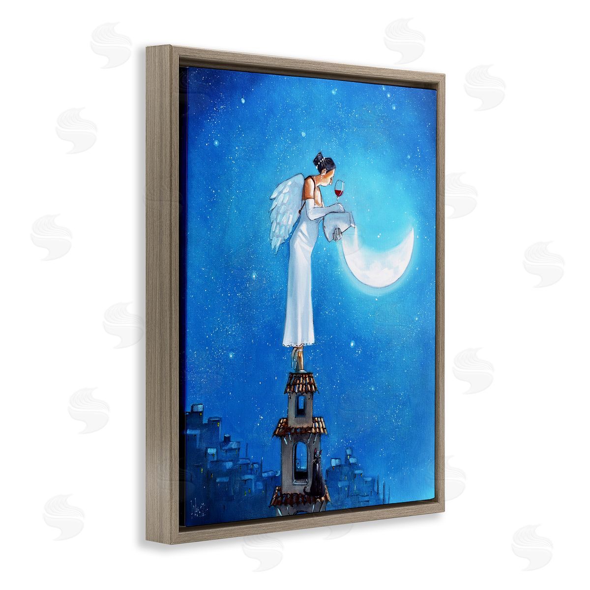 Ronald West Angel Pouring Moon Cityscape