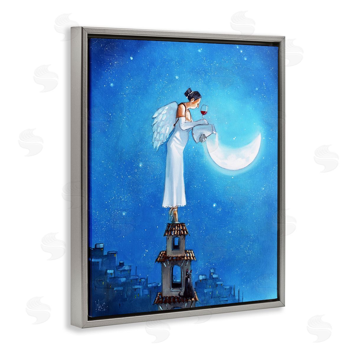 Ronald West Angel Pouring Moon Cityscape