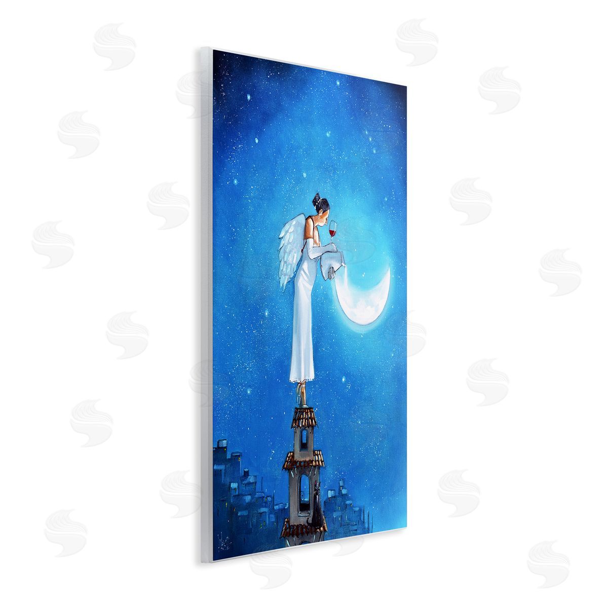 Ronald West Angel Pouring Moon Cityscape