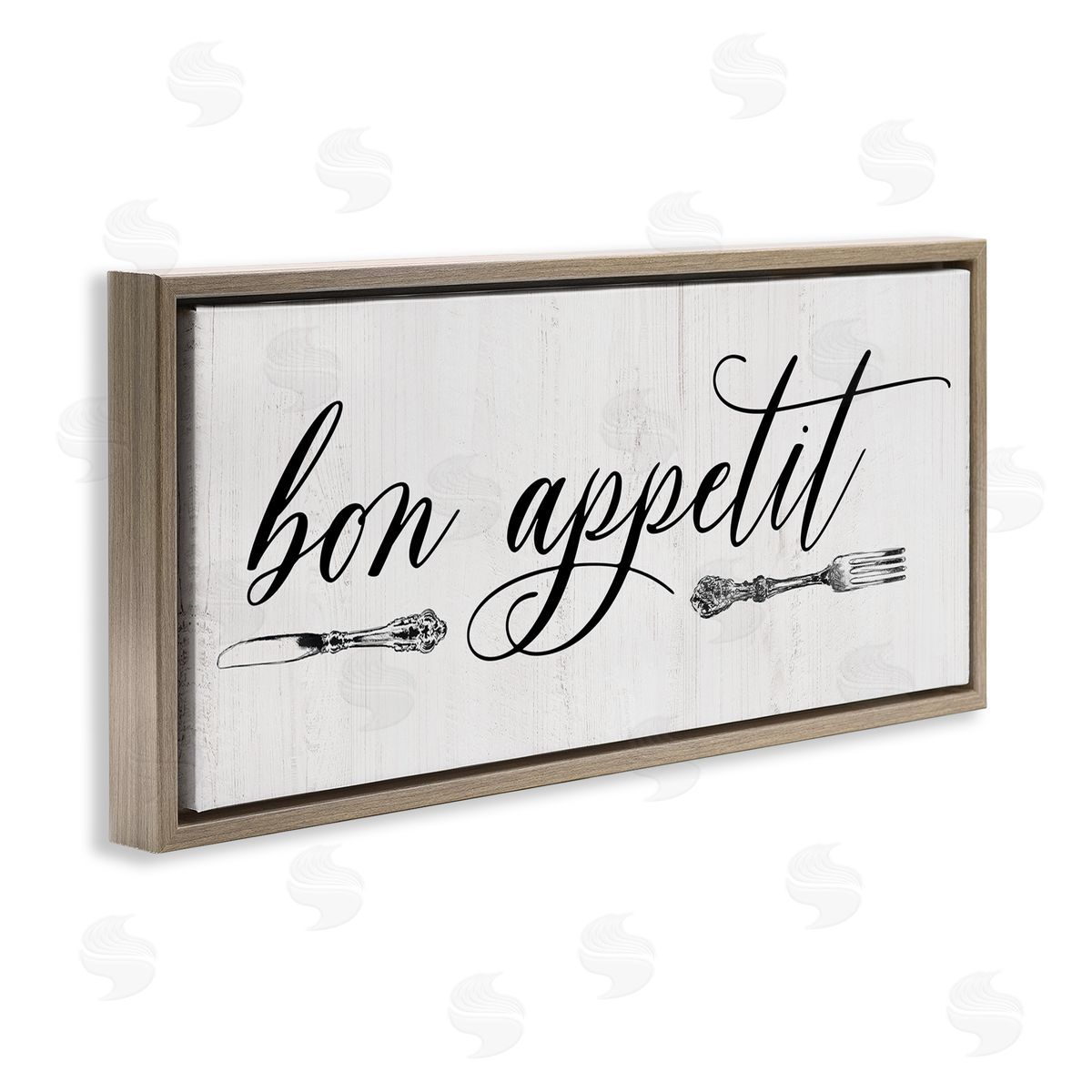 Bon Appetit Vintage Cutlery Brown Floating Frame Canvas Wall Art, Home Decor by Carol Robinson